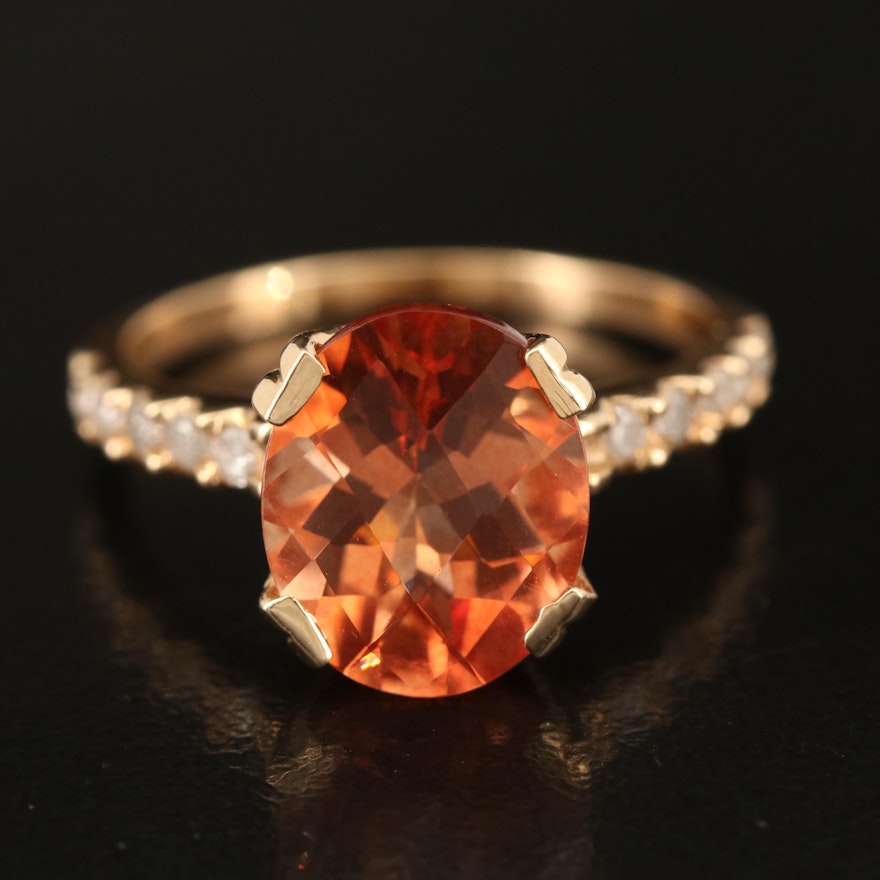 14K Labradorite and Diamond Ring