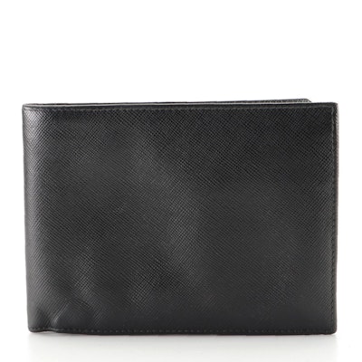 Prada Yen Bifold Wallet in Black Saffiano Leather