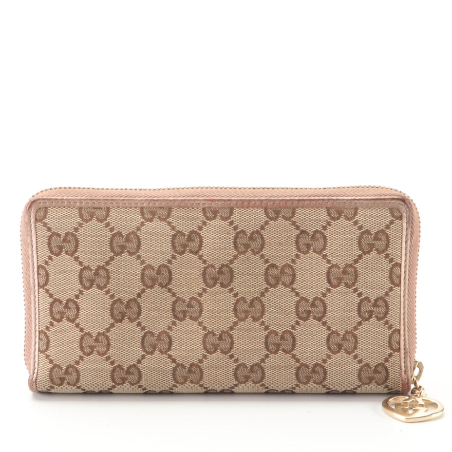 Gucci Zip-Around Wallet in GG Canvas with Metallic Leather