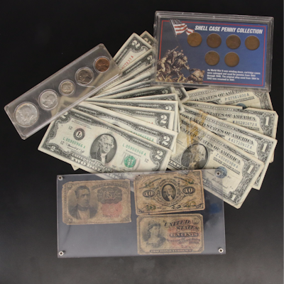 Group of United States Coins and Currency