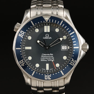 Omega Seamaster Full Size Blue "Bond" 41mm Automatic Wristwatch