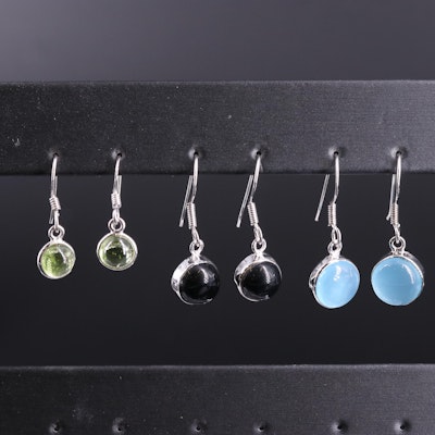 Assortment of Sterling Silver Earrings Including Peridot
