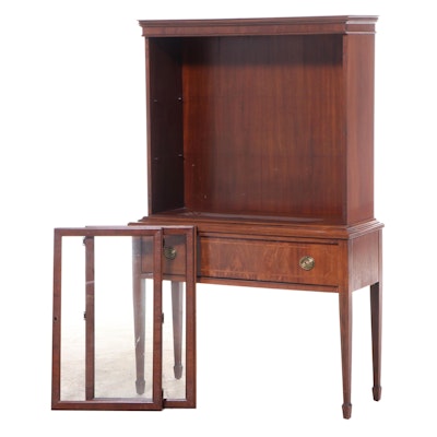 Hepplewhite Style Mahogany Bookcase with Drawer