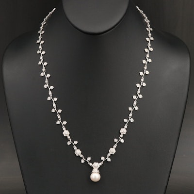 18K Pearl and 1.68 CTW Diamond Necklace