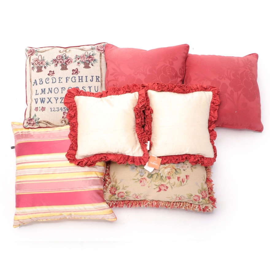 Ann Gish Taffeta, Rodeo Satin, and Needlepoint and Tapestry Accent Pillows