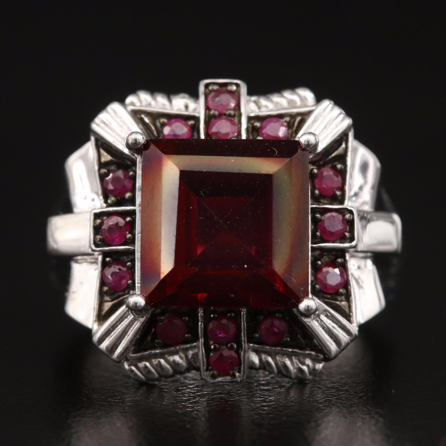 Sterling Quartz and Ruby Ring
