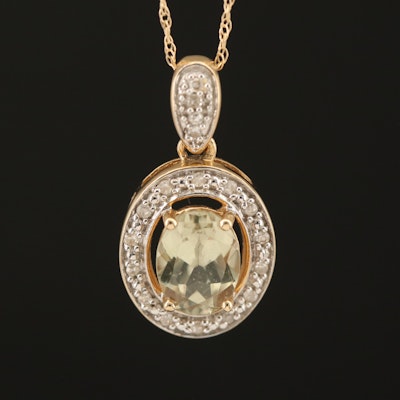 14K Zultanite and Diamond Pendant Necklace