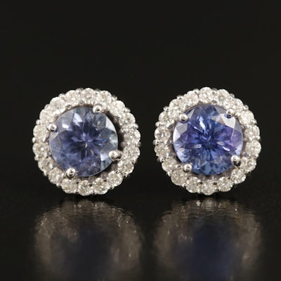 14K Tanzanite and Diamond Stud Earrings