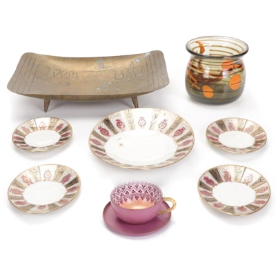 Elfenbein Porcelain Dessert Set, Steinböck Enamel Teacup and Other Tableware