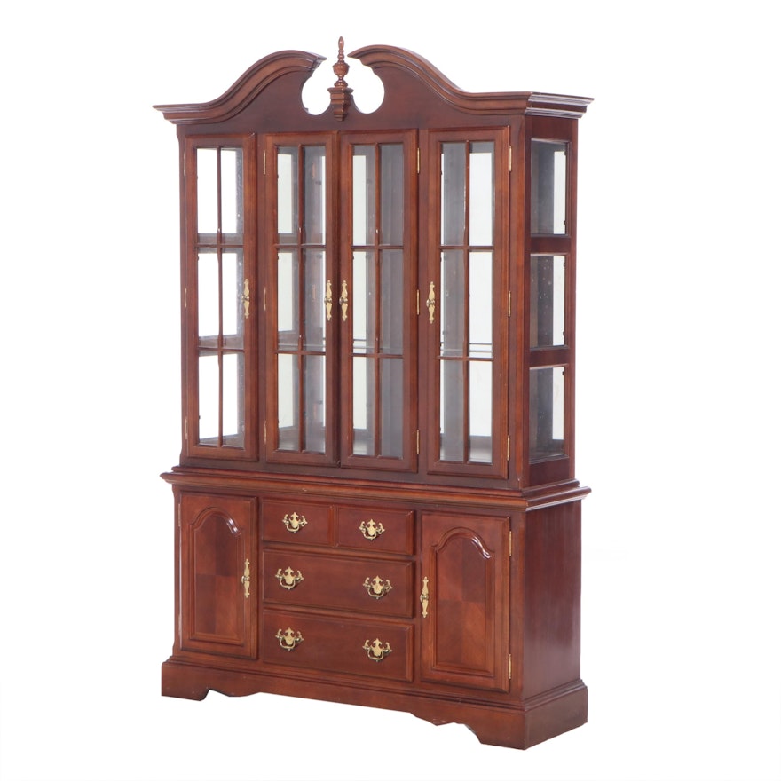 Federal Style Cherrywood-Stained China Cabinet, Late 20th Century