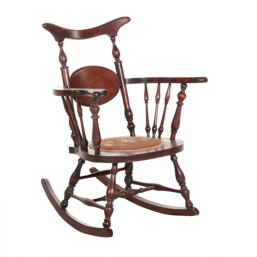 Cherry-Stained Wood Rocking Armchair, circa 1900