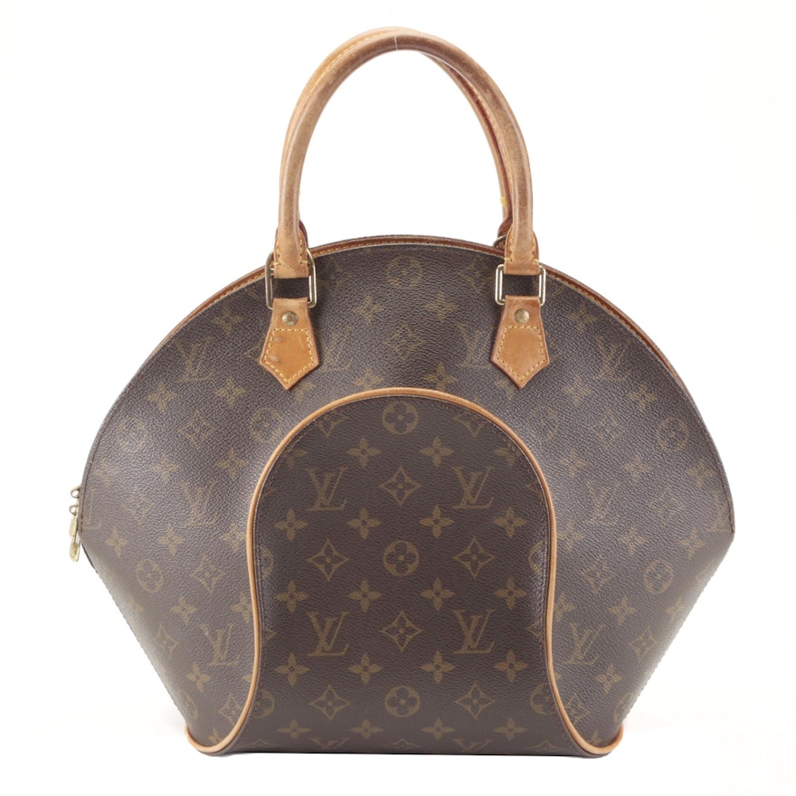 Louis Vuitton Ellipse MM Handbag in Monogram Canvas and Vachetta Leather