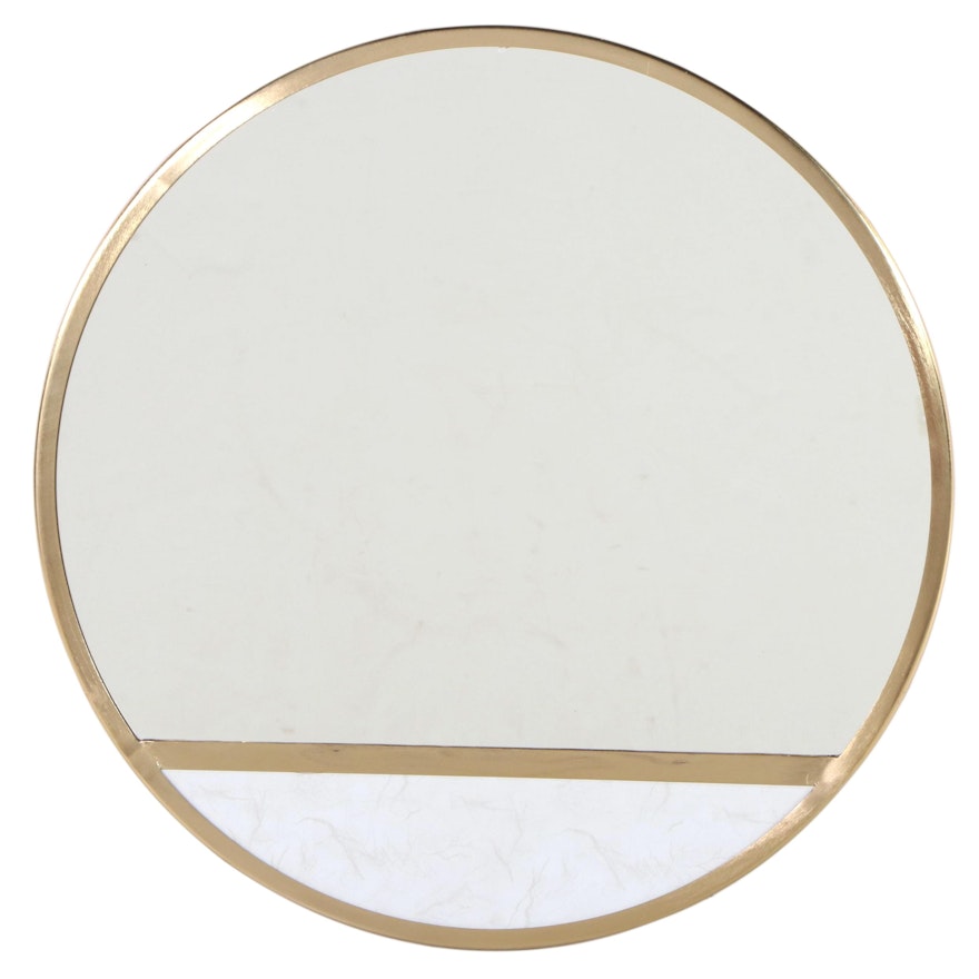 Threshold Modernist Gold Colored Metal and Faux Marble Round Wall Mirror