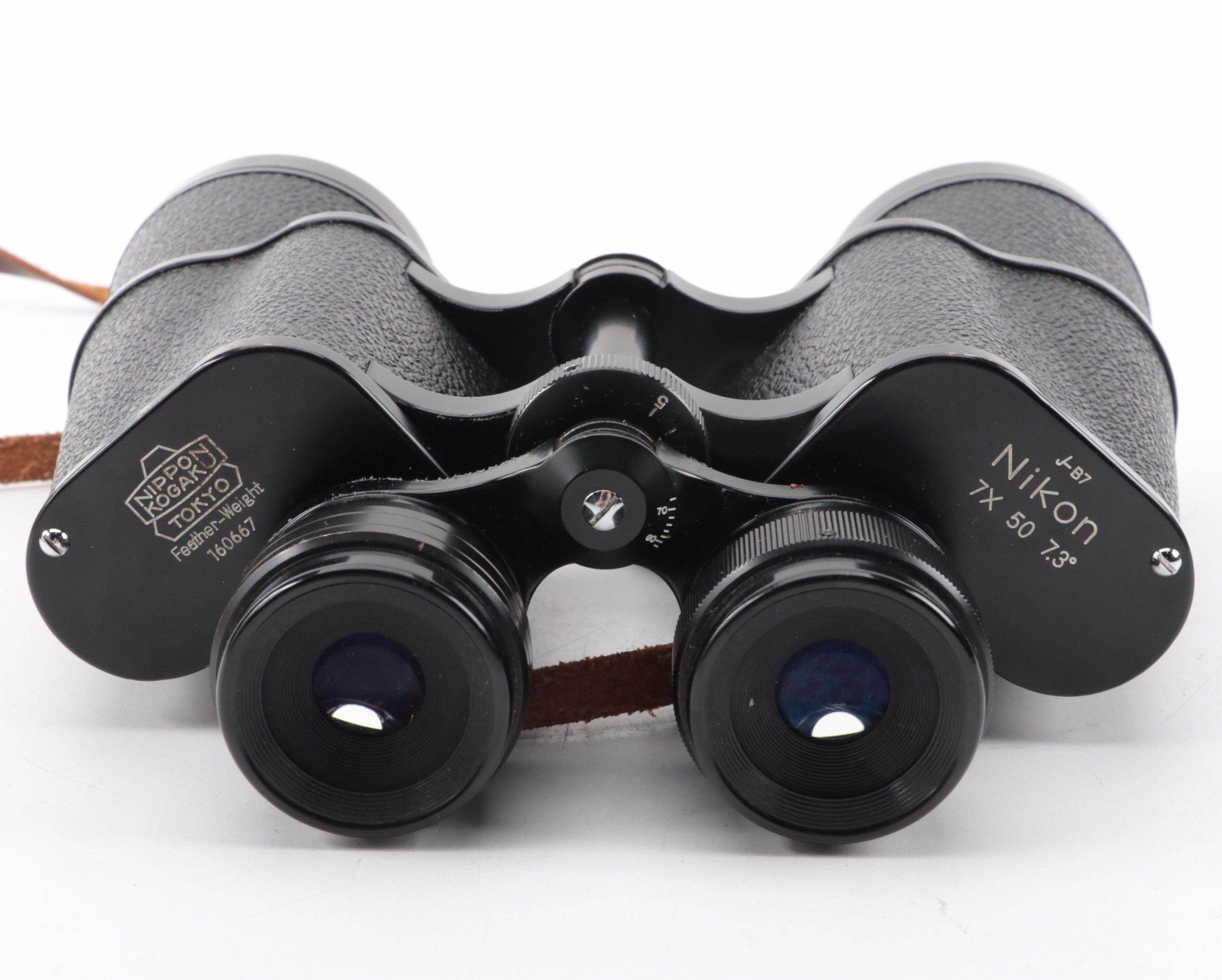 Nikon Nippon Kogaku JB7 7X50 7.3° FeatherWeight Binoculars in Leather