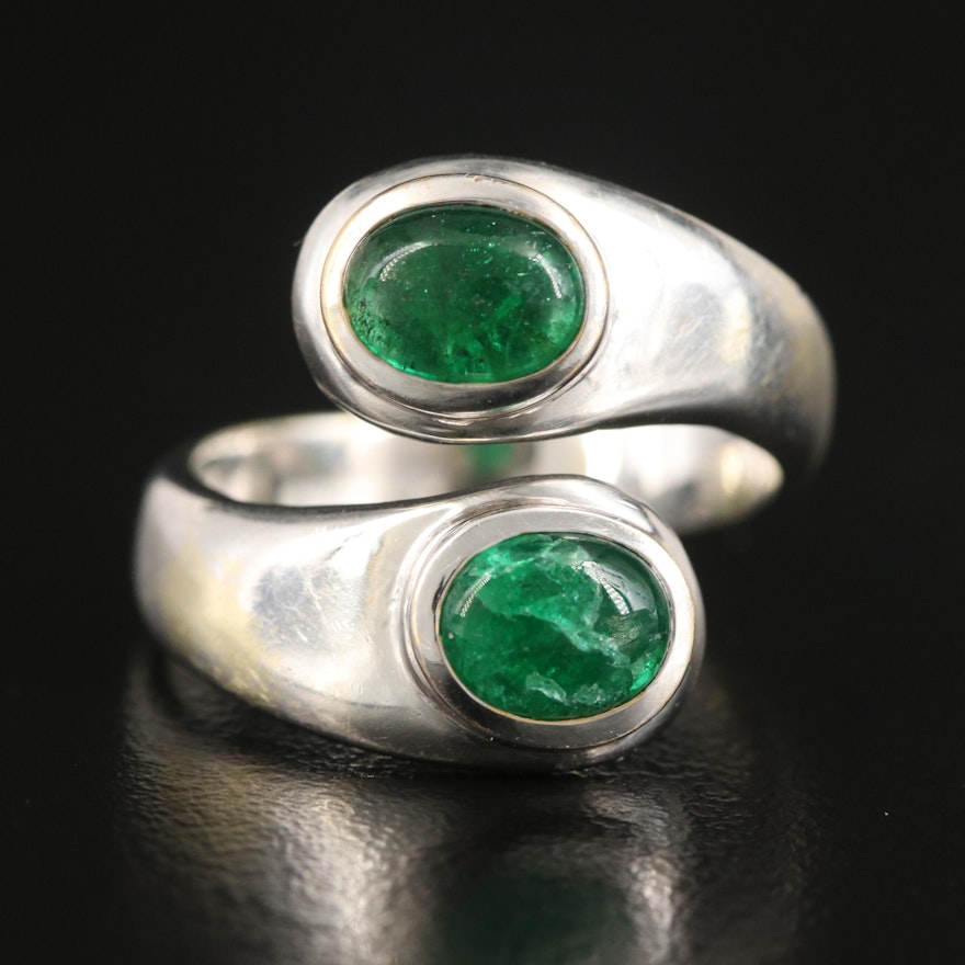 14K Emerald Bypass Ring