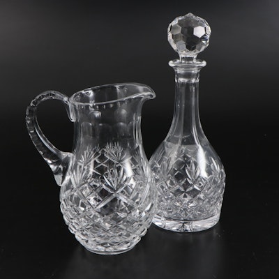 Cut Crystal Pitcher and Decanter with Stopper