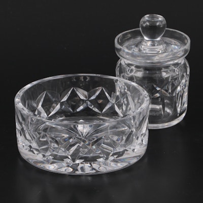Waterford Crystal Wine Bottle Holder and Scottish Crystal Condiment Jar