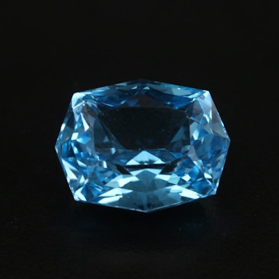 Loose 24.51 CT Freeform Faceted Swiss Blue Topaz