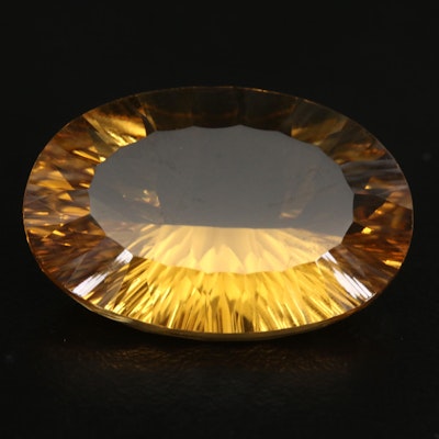 Loose 30.50 CT Oval Fantasy Faceted Citrine
