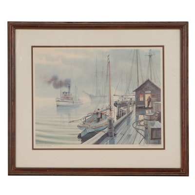 Charles Peterson Offset Lithograph "Towing Through"
