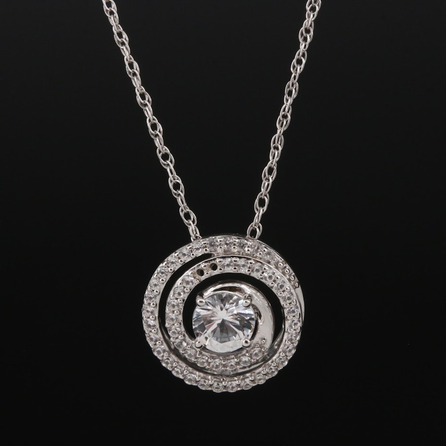 Sterling Sapphire Spiral Pendant Necklace