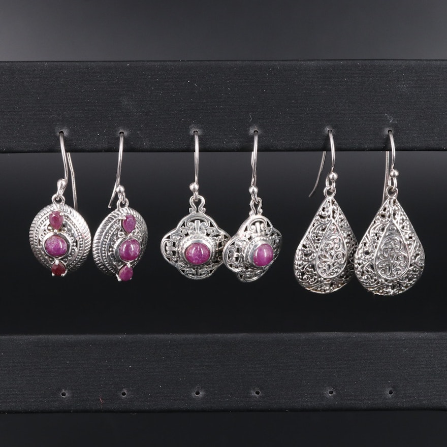 Assortment of Sterling Silver Earrings Including Gemstones