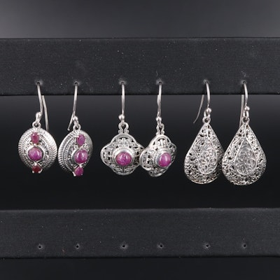 Assortment of Sterling Silver Earrings Including Gemstones