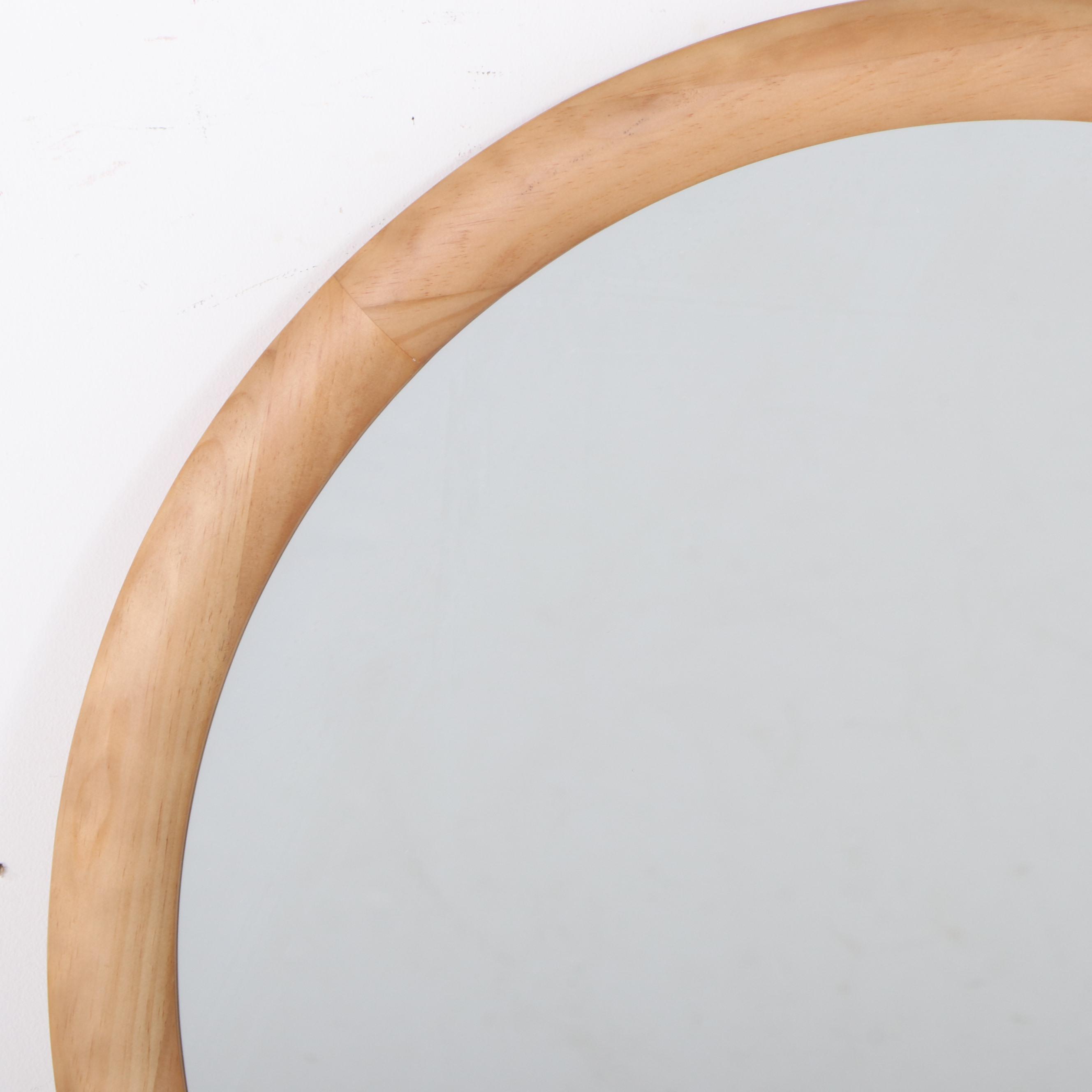 Threshold Natural Wood Framed Round Wall Mirror | EBTH