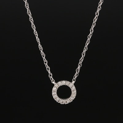 Sterling Diamond Circle Necklace