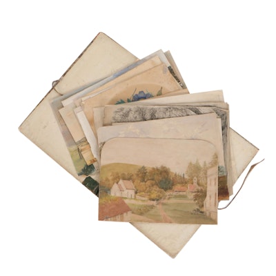 Folio of British Landscape Drawings and Watercolors, 19th to Early 20th Century