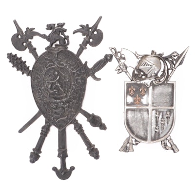 Heraldic Shield and Crest Metal Wall Décor
