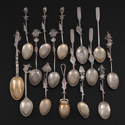 American Sterling Silver Souvenir Spoons, Late 19th / Early 20th Century