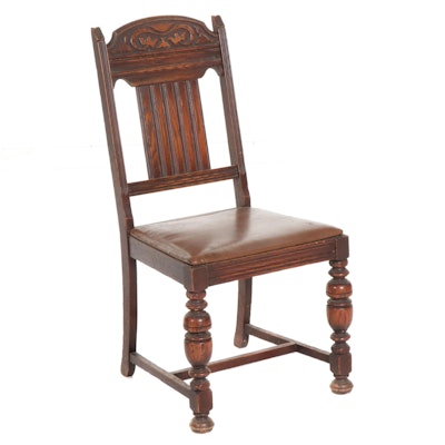 Jacobean Style Carved Oak Dining Chair, circa 1930