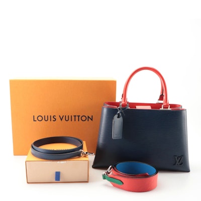 Louis Vuitton Kleber Handbag in Navy Blue Epi Leather with Boxes and Two Straps