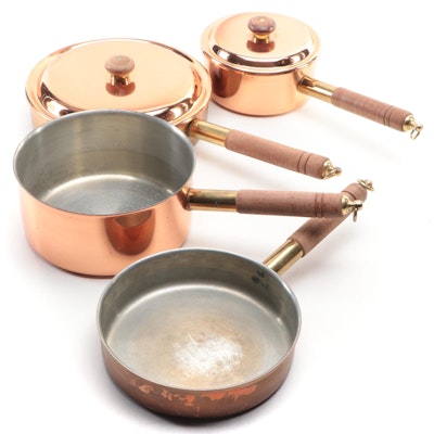 Metalutil Portuguese Copper and Stainless Pots and Pans, Mid-20th Century