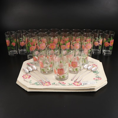 Franciscan "Desert Rose" Glass Tumblers, Placemats and Other Spoons