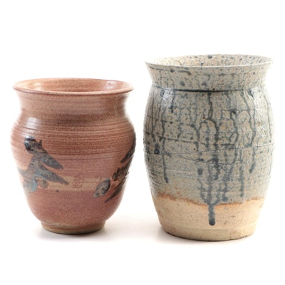 Hosking Studio Pottery Glazed Stoneware Pot with Other Studio Pottery Vase
