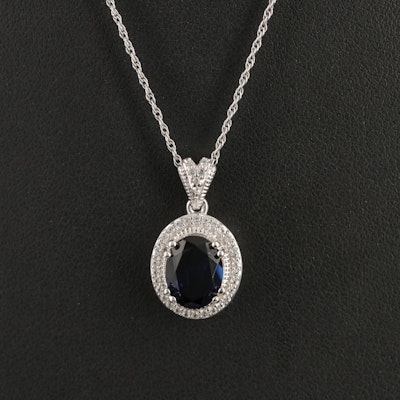Sterling Sapphire and White Sapphire Necklace