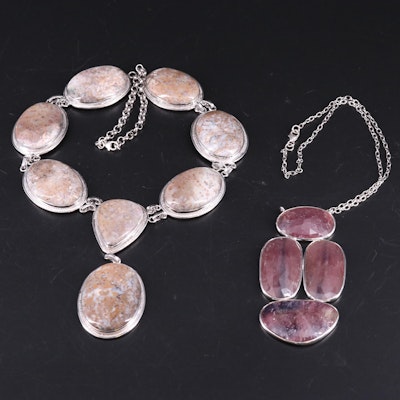 Sterling Silver Necklace Collection Including Sapphire and Jasper