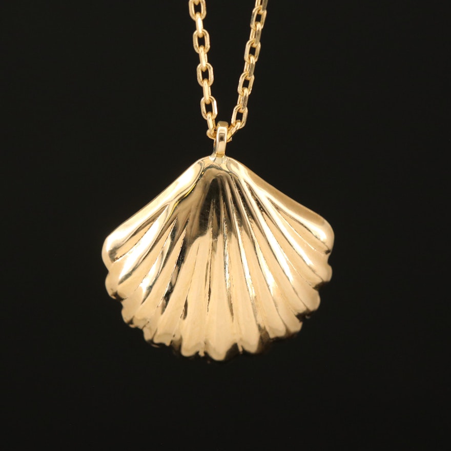 14K Scallop Shell Necklace