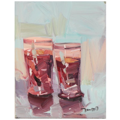 Jose Trujillo Oil Painting "Pint Glasses," 2022