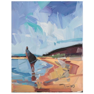 Jose Trujillo Oil Painting "Breezy Beach," 2022