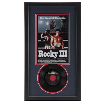 Rocky III Movie Print With "Eye of The Tiger" Vinyl 45 RPM Single in Mat Frame