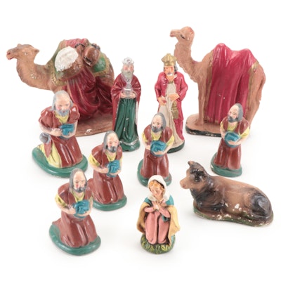 Chalkware Nativity Figures, Mid-20th Century