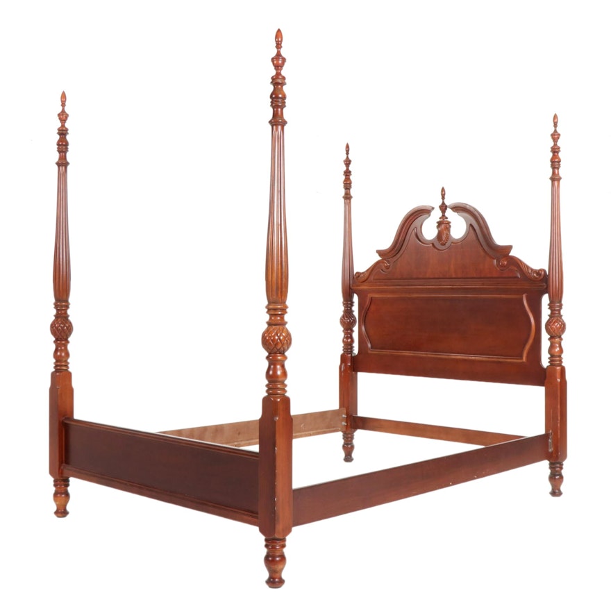 George III Style Cherry Four-Poster Queen Size Bed