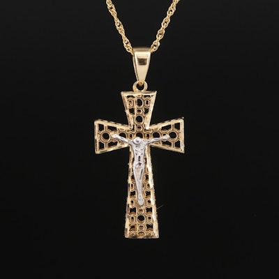 14K Crucifix Pendant Necklace