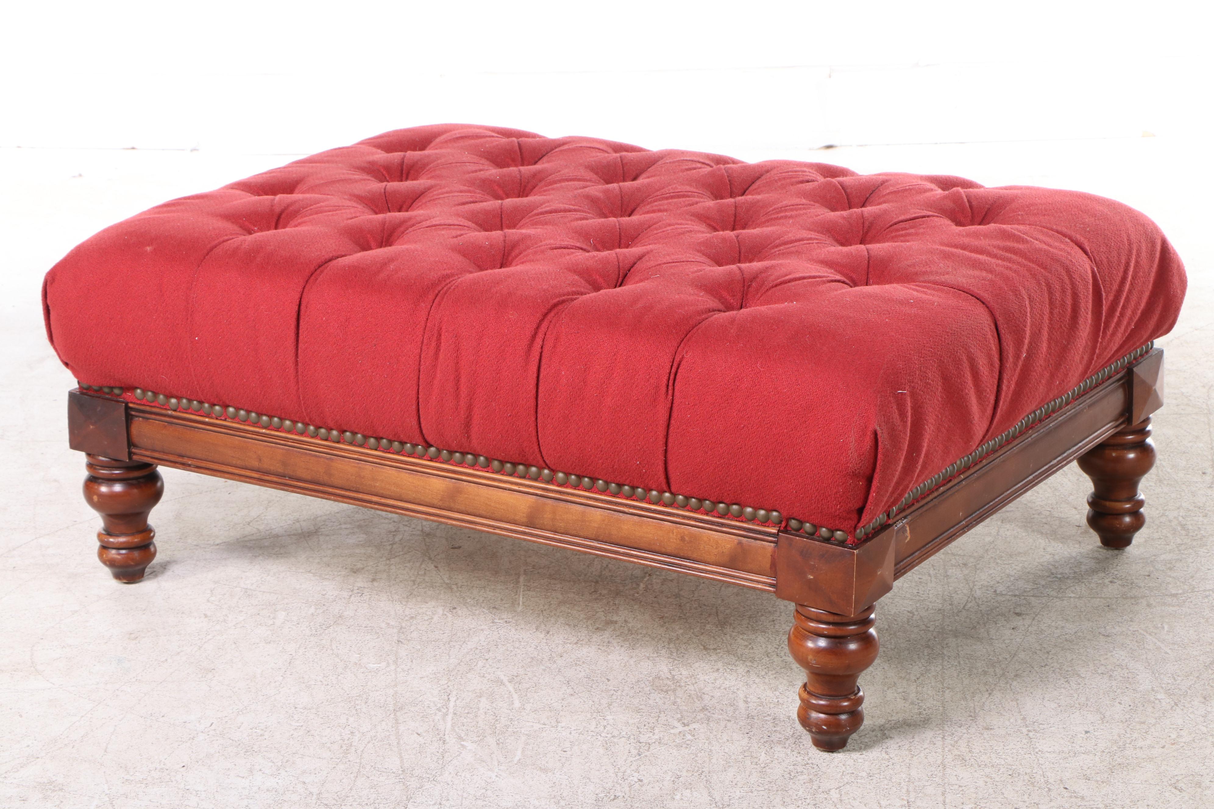 Alexvale Furniture WalnutStained and ButtonTufted Cocktail Ottoman
