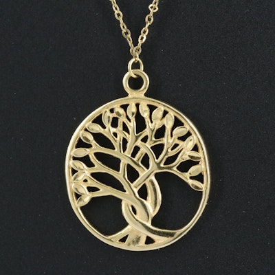 10K Openwork Tree of Life Pendant Necklace