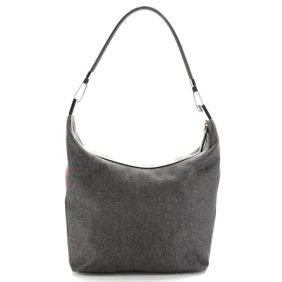 Gucci Web Shoulder Bag in Black Denim and Leather Trim