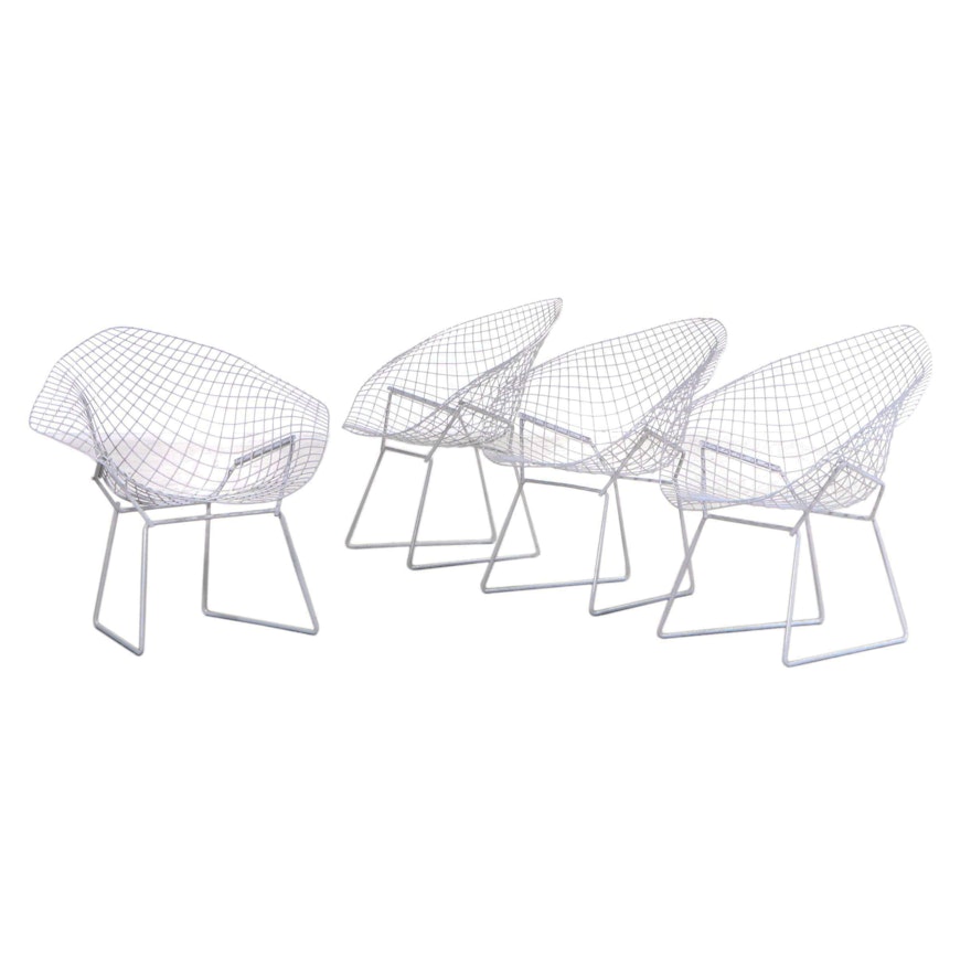 Four "Diamond" Wire Armchairs, After Bertoia